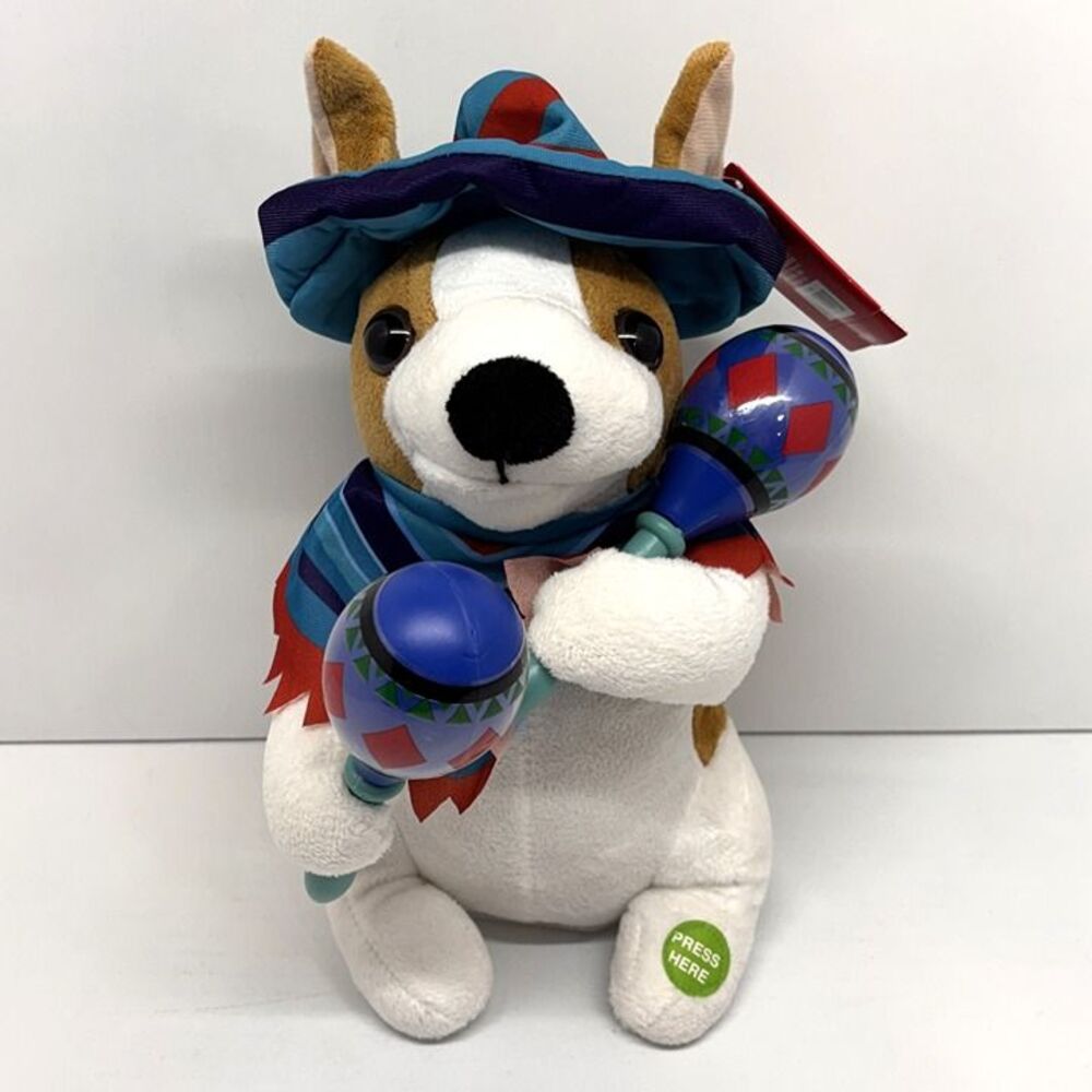 Animated Mariachi Puppy Singing "Macarena" Plush Dog Music Shaking Maracas NWT